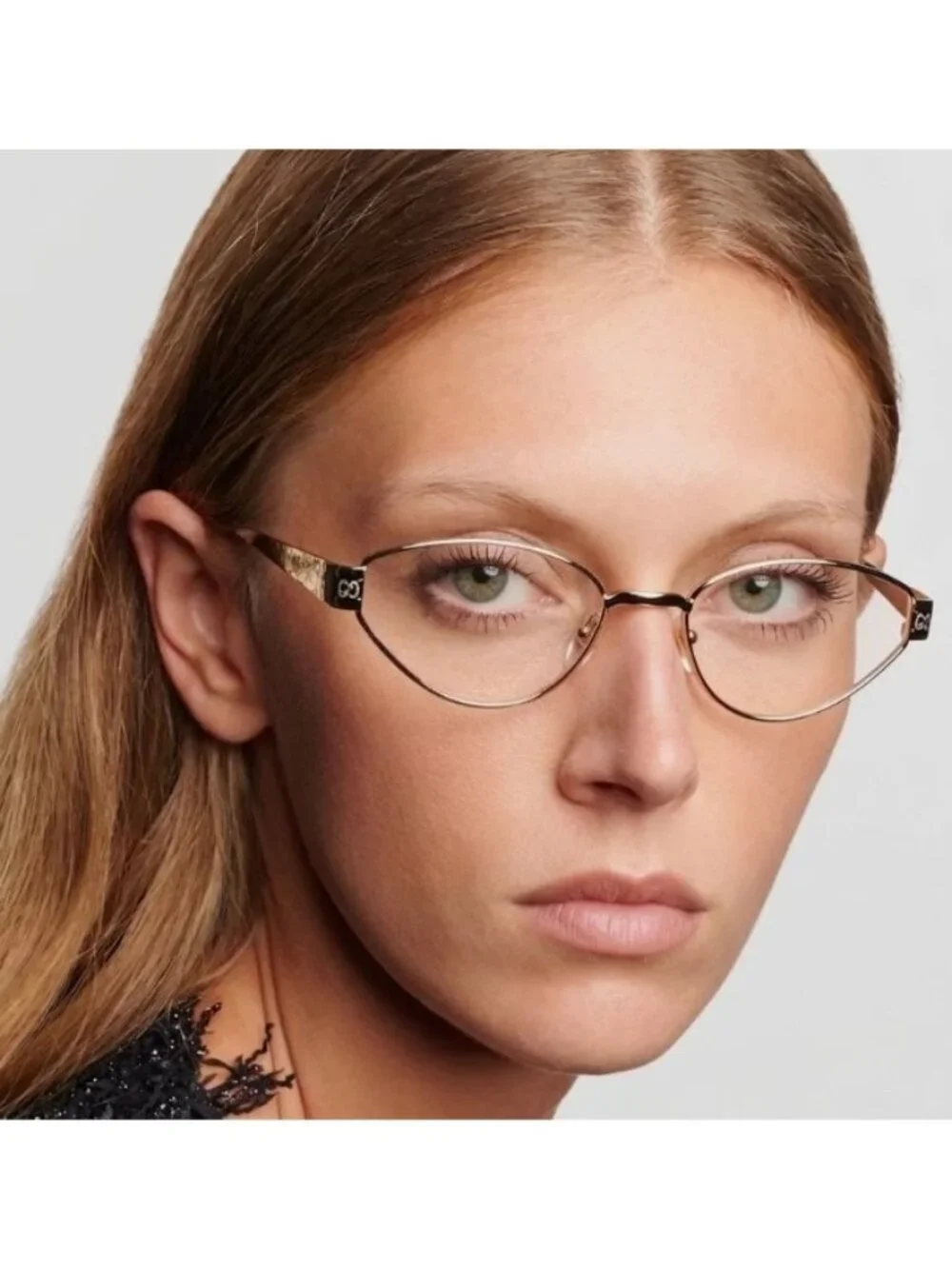Gucci GG1853O 001 Eyeglasses Gold with GG Pattern 54mm Cat Eye Frame